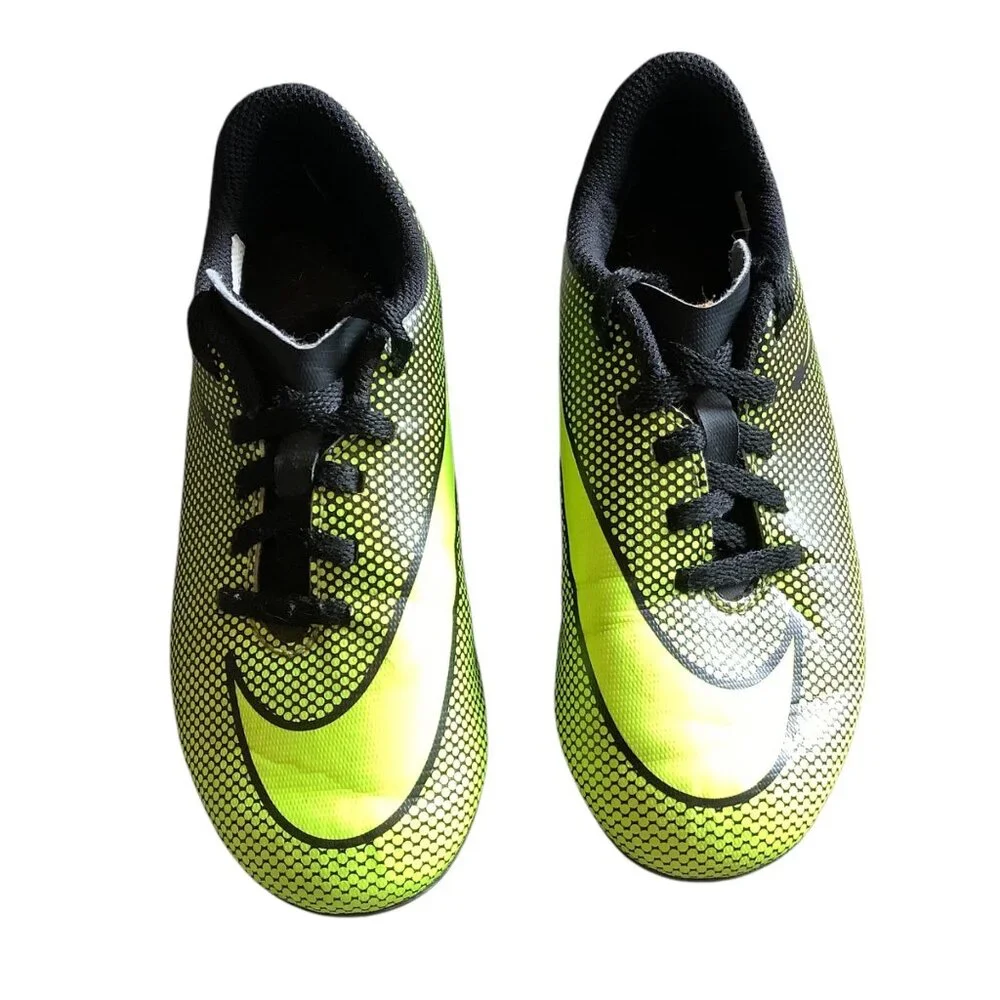 Nike Youth Bravata II FG Soccer Cleats Child‎ 12 Black Neon Yellow Lightweight